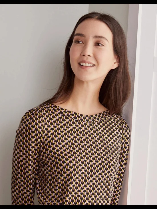 Boden Kathleen Jersey Dress Pink Yellow Black Floral Bud US 12 - Picture 3 of 7